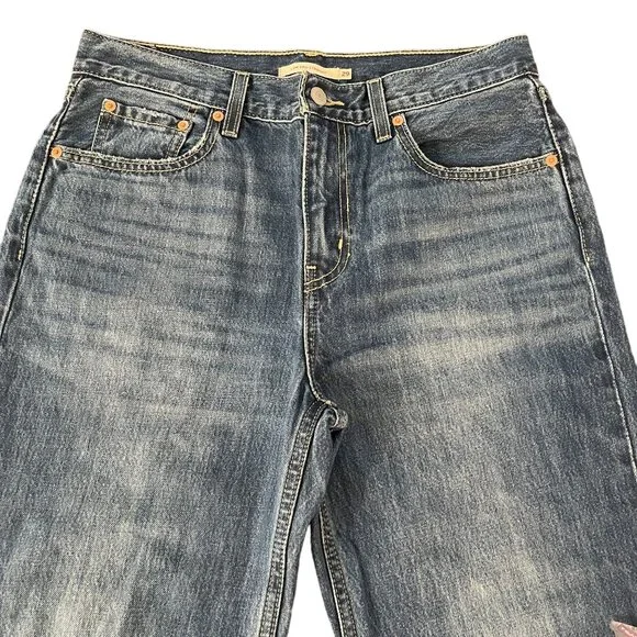 New Levi's 501 Women's Distressed Low Pro Straight Leg Blue Denim Pants, Size 29 - Picture 3 of 11